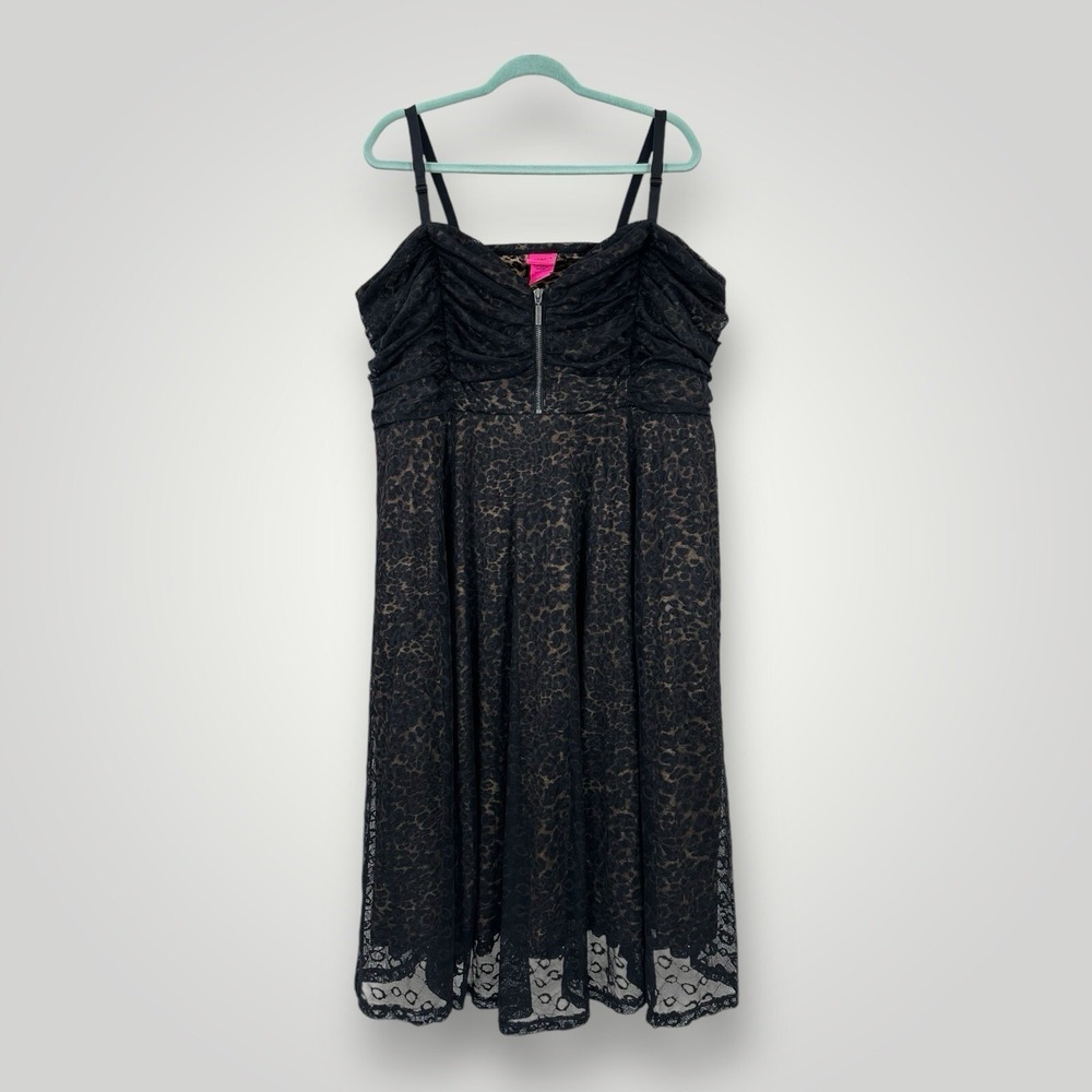 Torrid‎ X Betsey Johnson Sweetheart Midi Dress Womans 26 Leopard w Lace Overlay